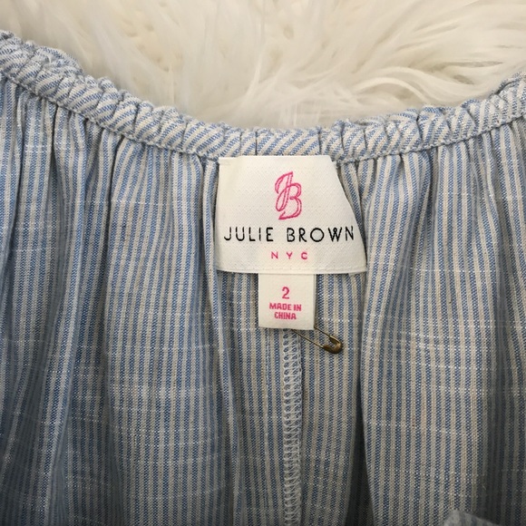 Julie Brown Striped Ruffle Off The Shoulder Dress - Picture 4 of 4